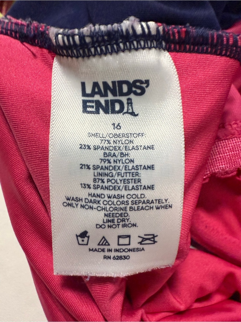 Lands’ End Tankini Swim Top Size 16 Colorblock Underwire Ruched Swimwear - Picture 5 of 7